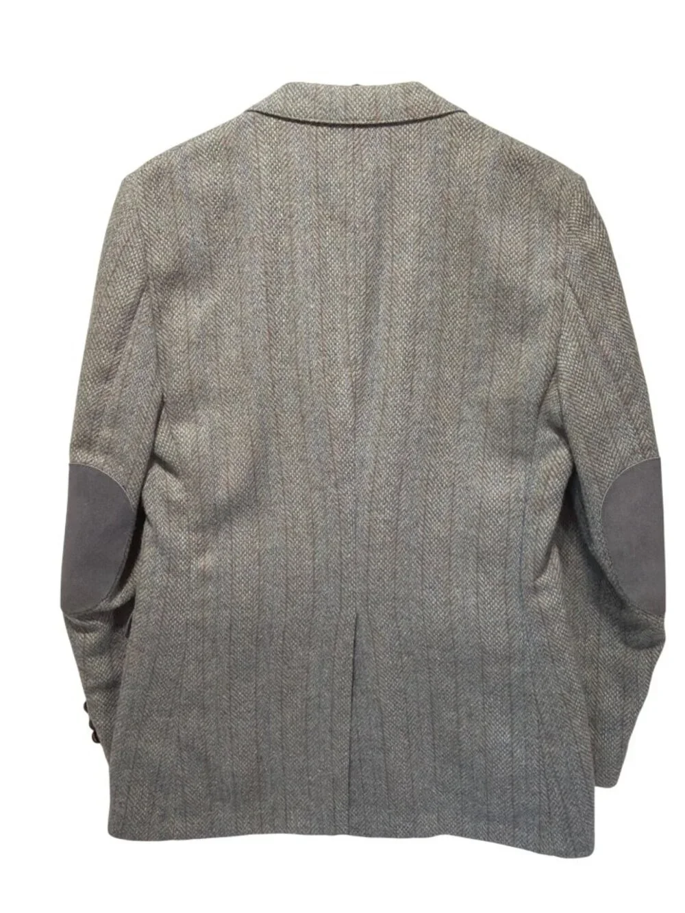 Levis Vintage 70s Trimcut Wool Tweed Herringbone Blazer 38R With Suede Elbow Pat